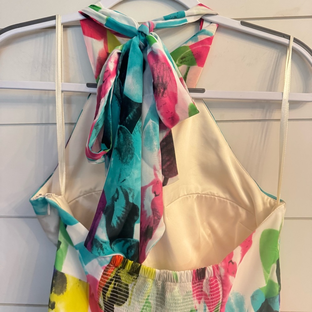 Eliza J Sz 6 Floral Maxi Halter Neck Dress. Pleated & beautiful! 🩷 - Picture 6 of 9